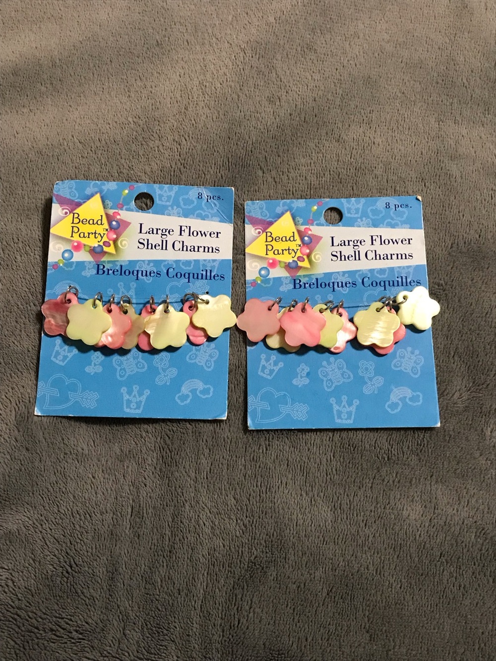 Dyed Mother of Pearl Shell Pink and Green Flower Charms Crafts Jewelry Making